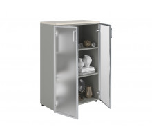 Шкаф NW 1280/2G со стеклом белое дерево/серый