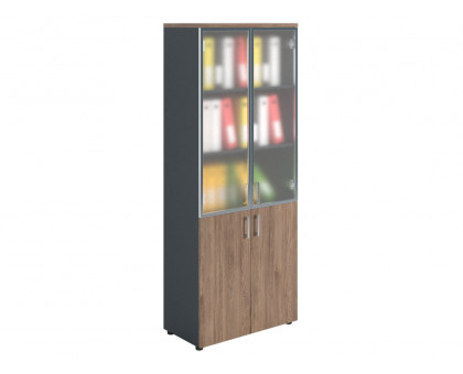 Шкаф NW 2080/2G со стеклом темный орех/антрацит