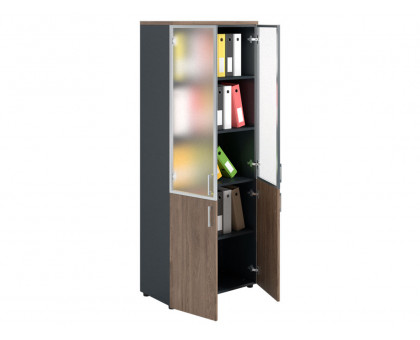 Шкаф NW 2080/2G со стеклом темный орех/антрацит